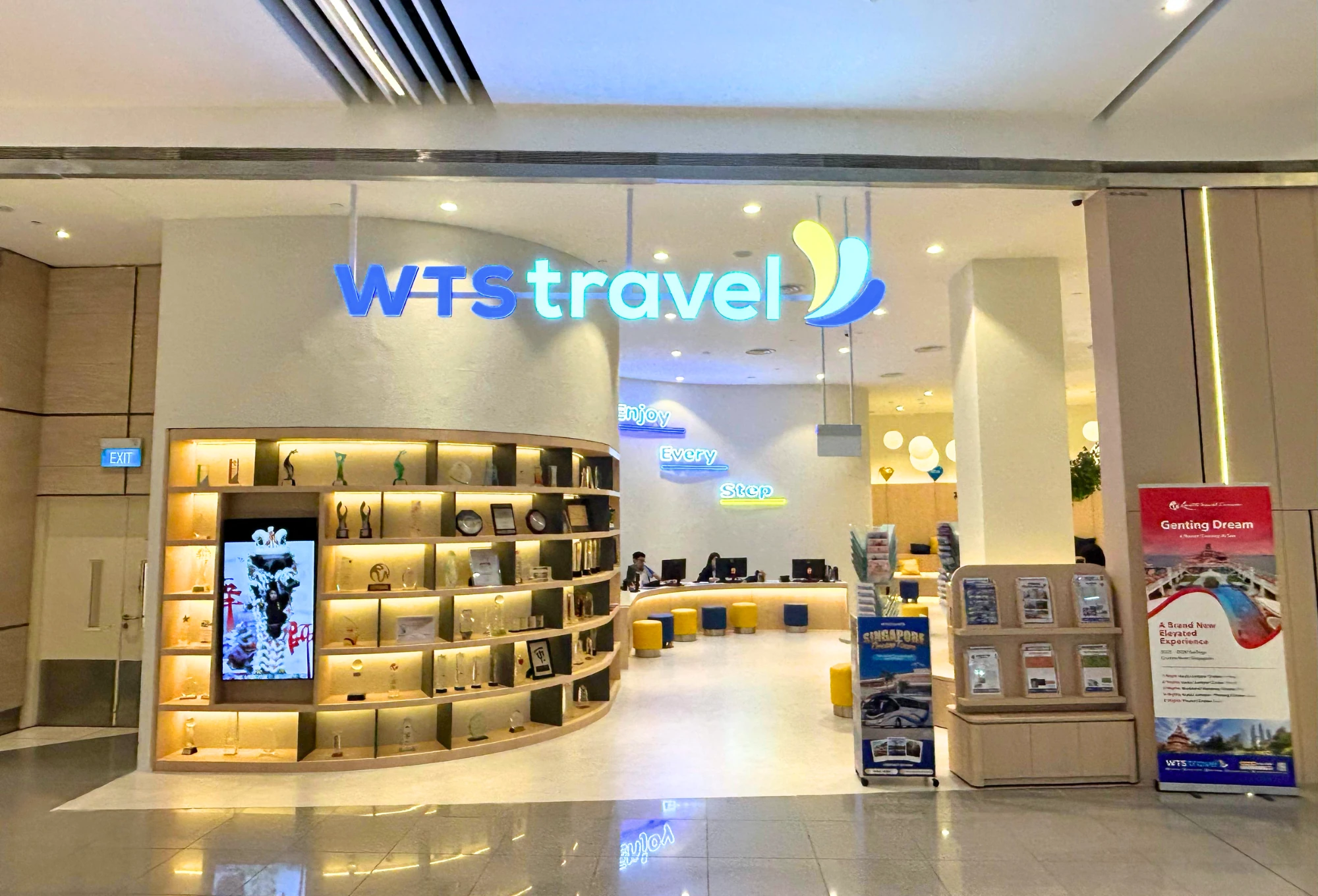 WTS Travel service counters and signage at its Suntec City branch